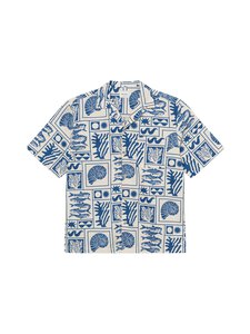 Dedicated - Marstrand Relaxed Fit -kauluspaita - OCEAN SQUARES OAT WHITE | Stockmann