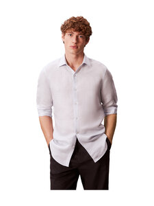 Calvin Klein Menswear - Slim Fit Linen Blend -kauluspaita - 7KU BLUE MULTI | Stockmann