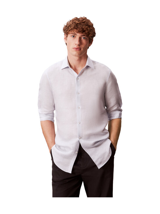 Calvin Klein Menswear - Slim Fit Linen Blend -kauluspaita - 7KU BLUE MULTI | Stockmann - photo 1