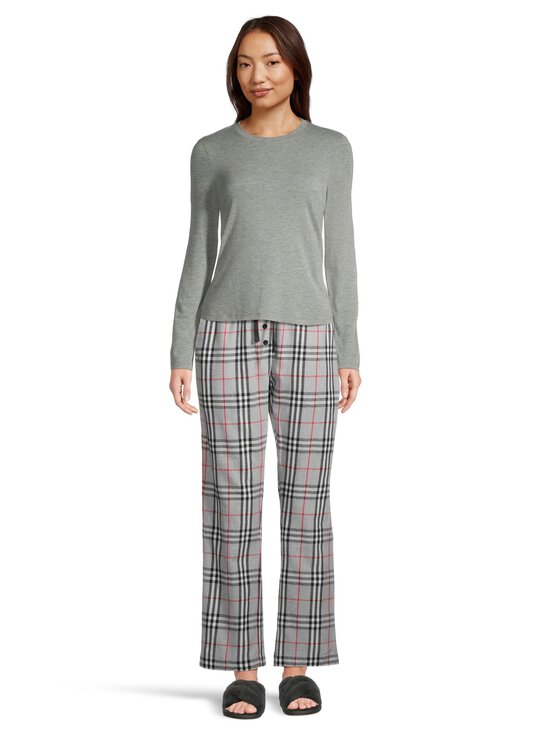Damella - Cotton Flannel -pyjamahousut - 904 GREY/ RED | Stockmann - photo 3