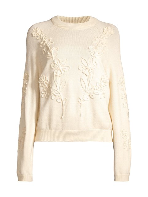 Objlaney Rubin Ss Pullover Sandshell Detail Floral Emb