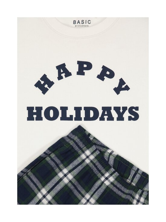 BASIC by Stockmann - Nathan-pyjama 2-osainen - GREEN CHECK/SOFT WHITE | Stockmann - photo 3