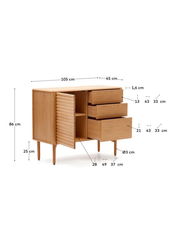 Kave Home - Lenon-senkki tammi / lasi 105 x 84 cm - BEIGE | Stockmann - photo 8