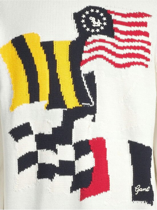 GANT - Flag Intarsia C-Neck ‑puuvillaneule - 113 EGGSHELL - photo 2 GANT - Flag Intarsia C-Neck ‑puuvillaneule - 113 EGGSHELL | Stockmann - photo 2