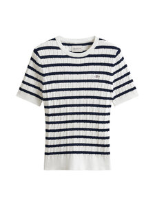 GANT - Stretch Cotton Stripe -palmikkoneulepusero - 113 EGGSHELL | Stockmann