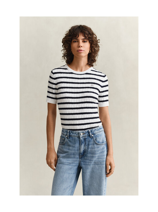 GANT - Stretch Cotton Stripe -palmikkoneulepusero - 113 EGGSHELL | Stockmann - photo 2