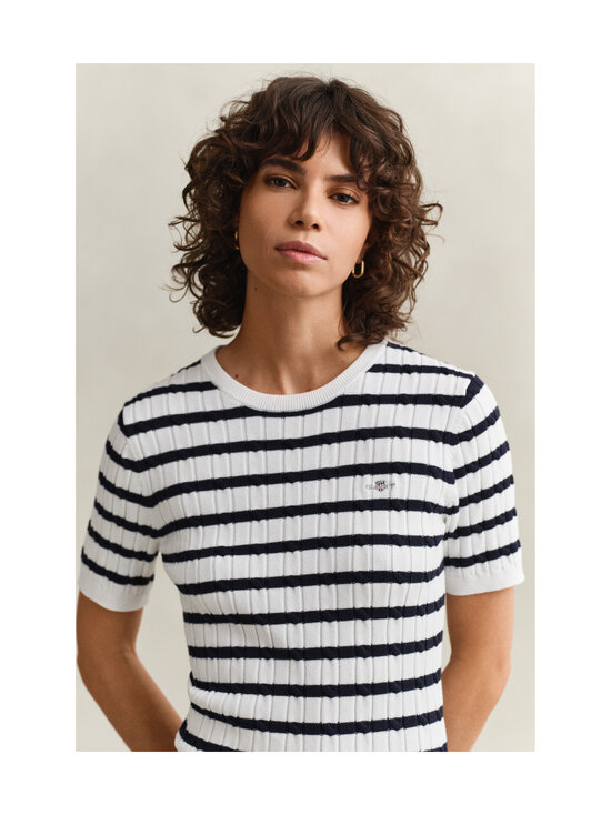 GANT - Stretch Cotton Stripe -palmikkoneulepusero - 113 EGGSHELL | Stockmann - photo 4