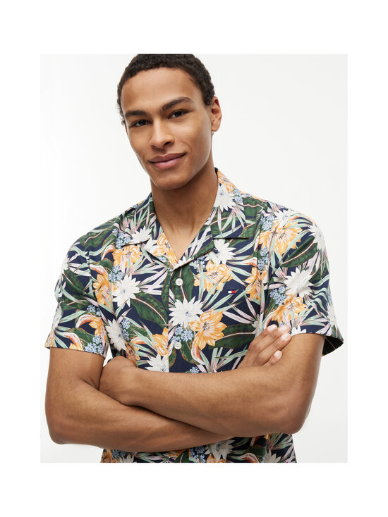 Tommy Hilfiger - Liocela-kokvilnas krekls ar apkakli - 0GY CARBON NAVY / ALLOVER | Stockmann - photo 5