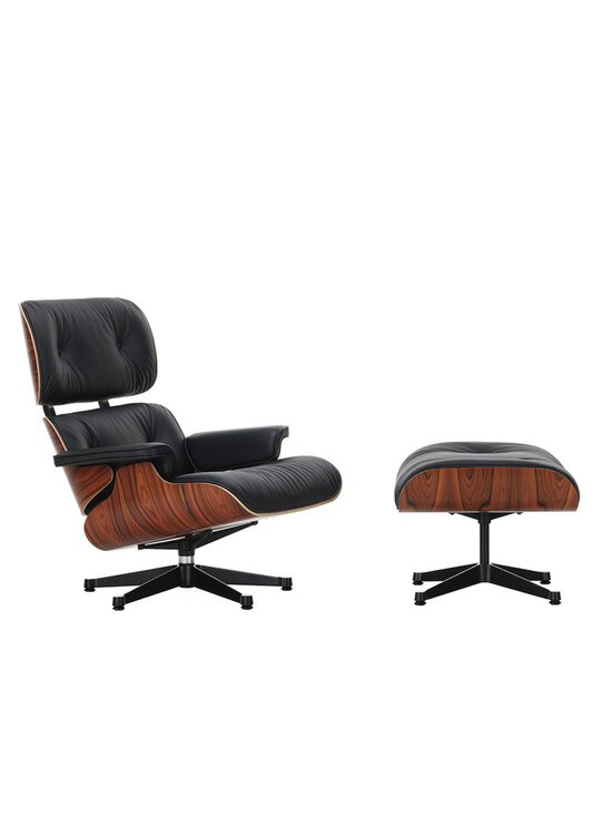 Vitra - Eames Lounge -nojatuoli ja rahi Premium-nahka 66 musta / palisanteri - BROWN | Stockmann - photo 1