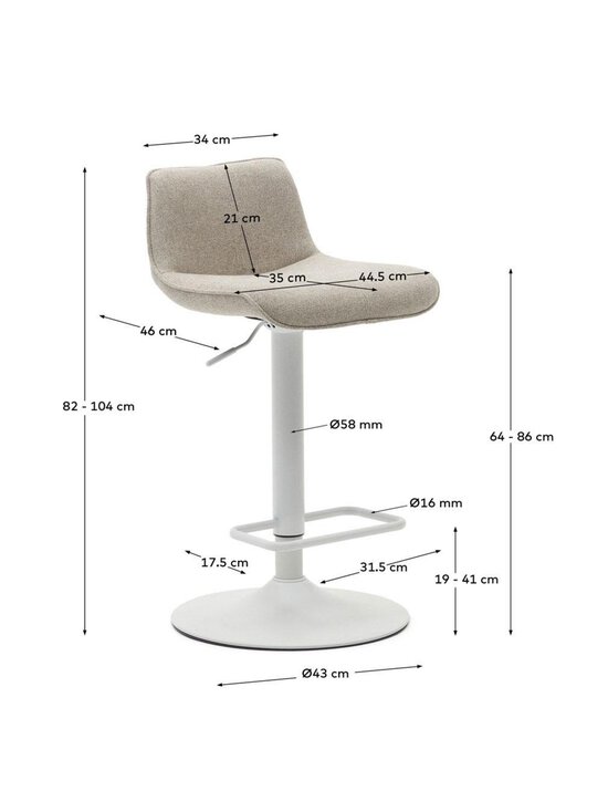 Kave Home - Zenda-baarituoli - BEIGE,VALKOINEN - photo 5 Kave Home - Zenda-baarituoli - BEIGE,VALKOINEN | Stockmann - photo 5