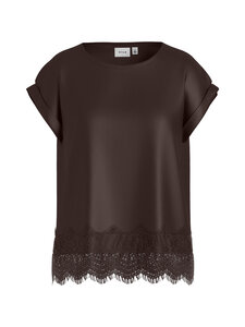 Vila - Viellette Full Satin mežģīņu blūze - COFFEE BEAN | Stockmann