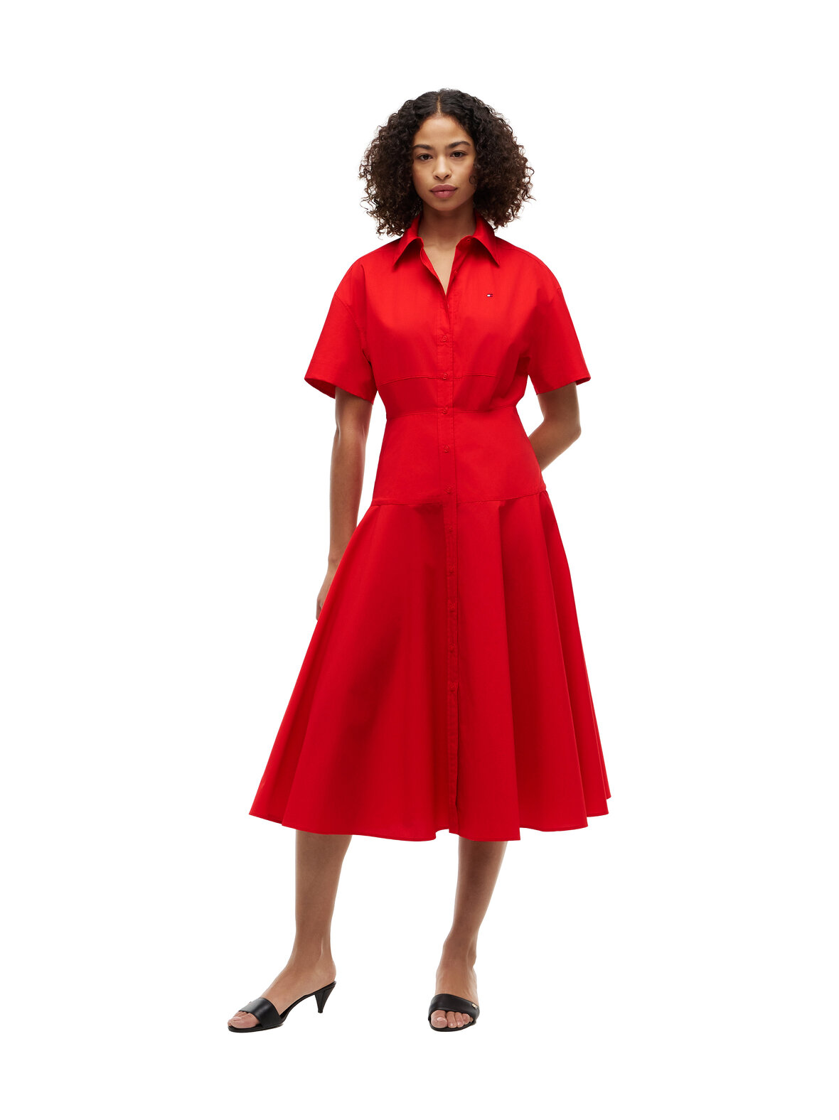 Poplin Flare Midi -mekko