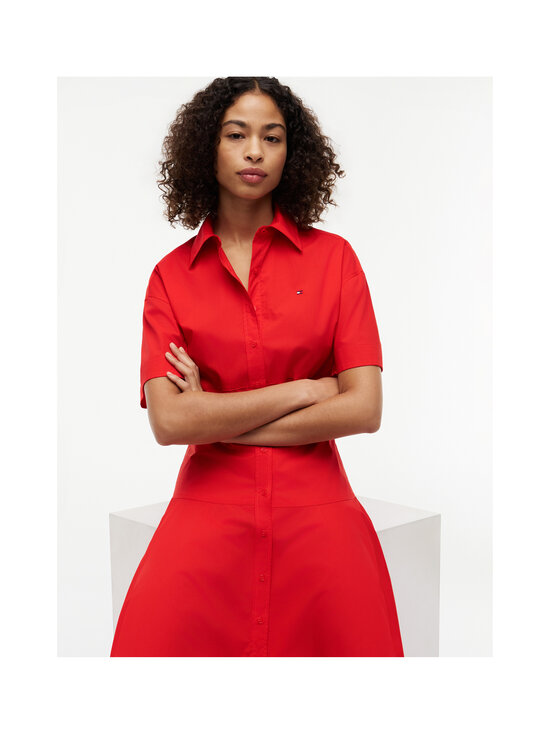 Tommy Hilfiger - Poplin Flare Midi -mekko - XNF FIRE RED | Stockmann - photo 4