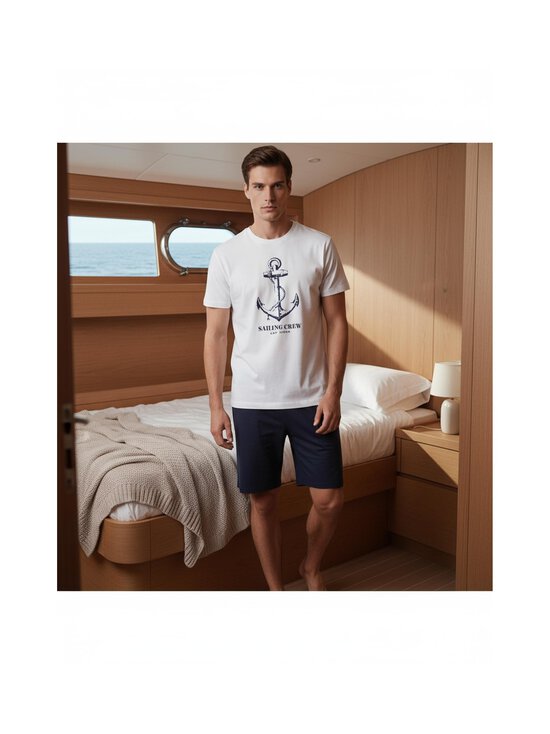 Cap Horn loungewear - Lühikeste pükstega pidžaamakomplekt Cole - WHITE/NAVY | Stockmann - photo 8