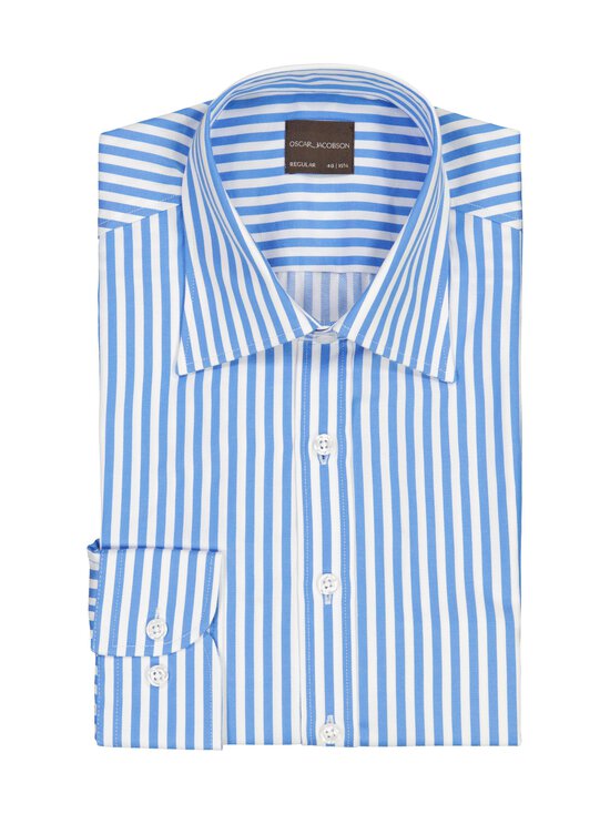 Oscar Jacobson - Regular Fit Turn Down Twill -raidallinen kauluspaita - CARIBBEAN BLUE 285 | Stockmann - photo 1