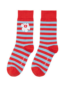 Marimekko - Sokid Kasvaa Tasaraita Unikko - 353 RED BLUE | Stockmann