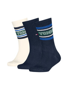 Tommy Hilfiger - Varsity Tommy Stripe -sukat 3-pack - 003 NAVY | Stockmann