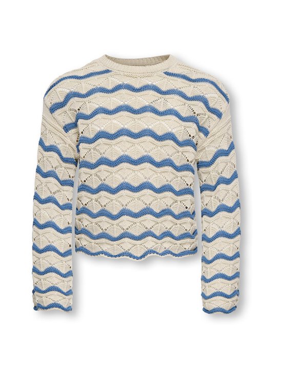 KIDS ONLY - KogDonna O-neck Stripe Structure -neule - BIRCH STRIPES:RIVEIRA | Stockmann - photo 1