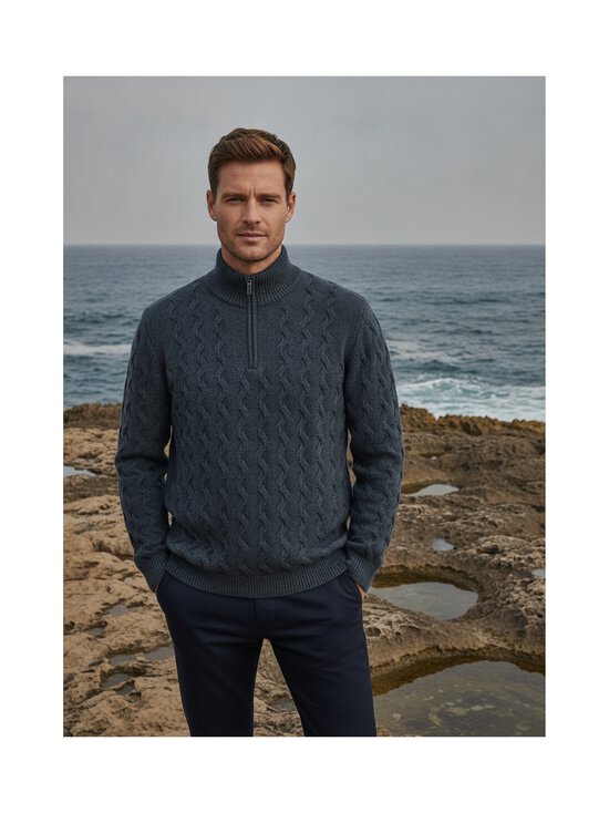 SAND Copenhagen - Ibro Half Zip vilnas džemperis - 570 MEDIUM BLUE | Stockmann - photo 2