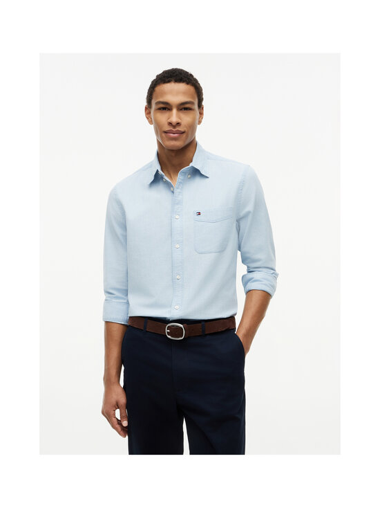 Tommy Hilfiger - Chambray Solid -kauluspaita - 0GY LIGHT BLUE CHAMBRAY | Stockmann - photo 3
