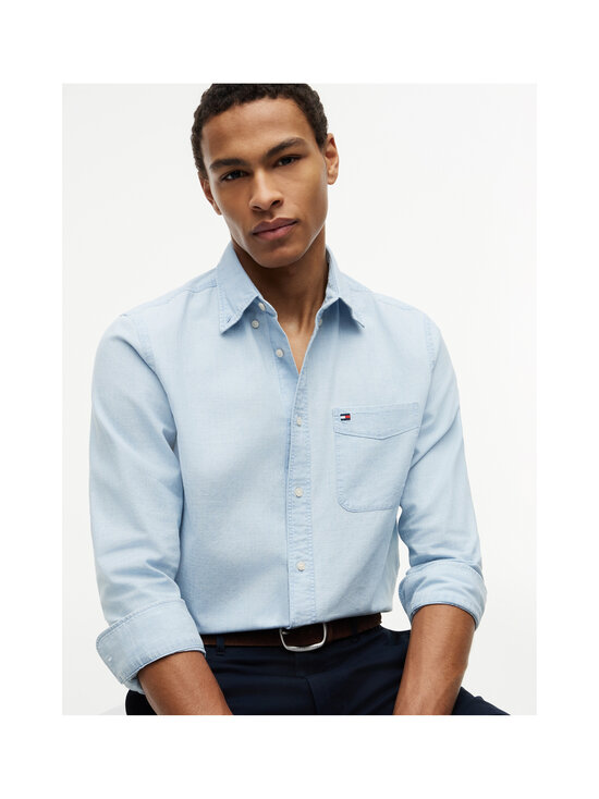 Tommy Hilfiger - Chambray Solid -kauluspaita - 0GY LIGHT BLUE CHAMBRAY | Stockmann - photo 5