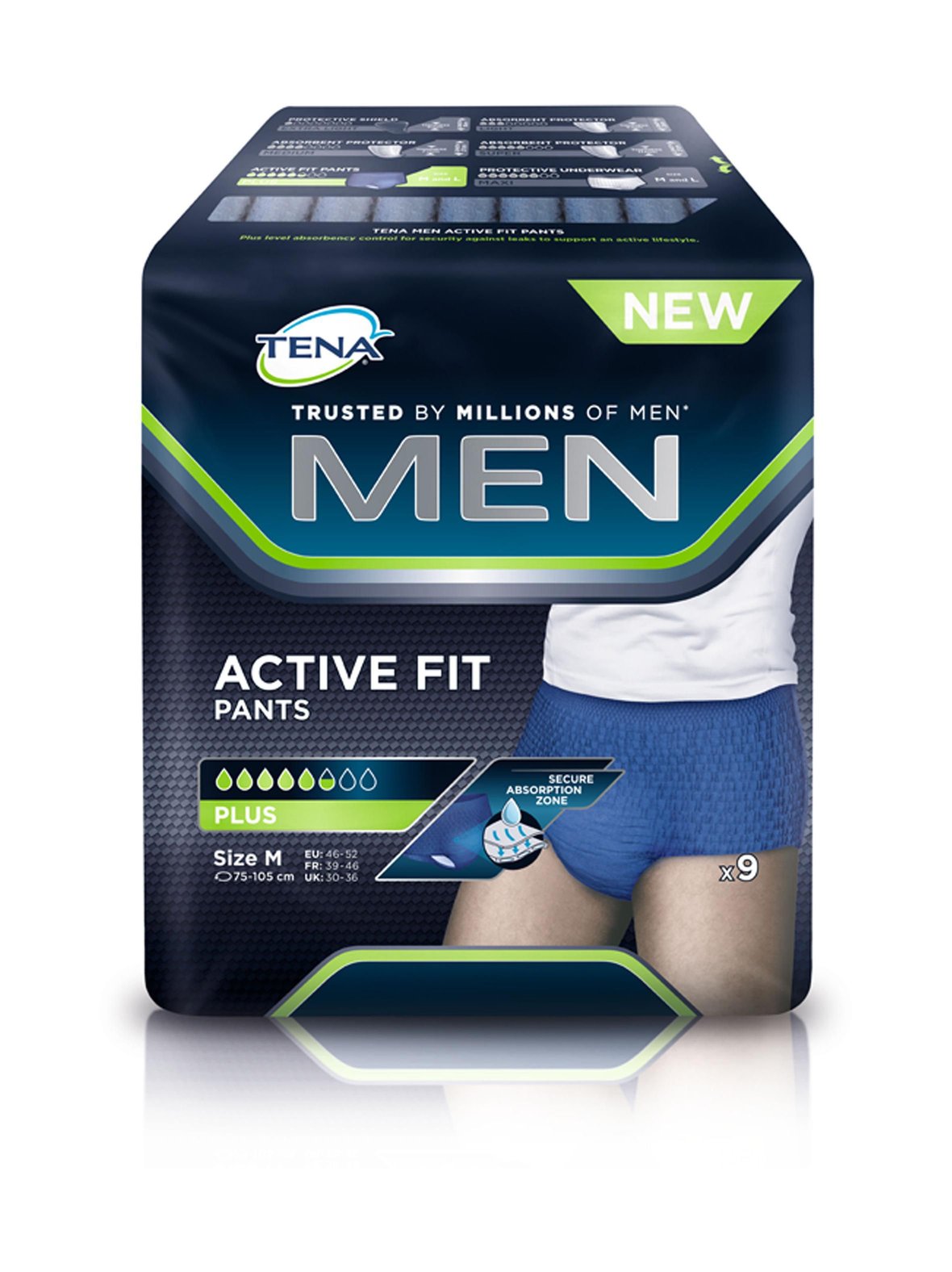 TENA Men active fit pants medium -inkontinenssihousut 9 kpl