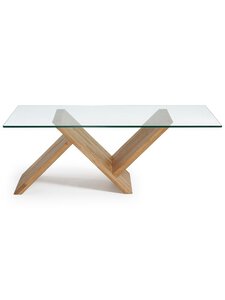 Kave Home - Waley-sohvapöytä kirkas lasi / tammi 120 x 70 cm - BEIGE | Stockmann