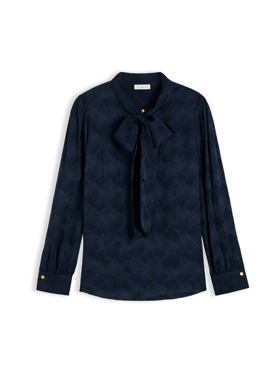 Tommy Hilfiger - Fluid Jacquard Tie Detail -paita - C1G DARK BLUE | Stockmann - photo 1