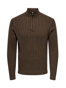 Only & Sons - OnsLoui Cabel Half Zip -neule - COFFEE BEAN DETAIL:MELANGE | Stockmann