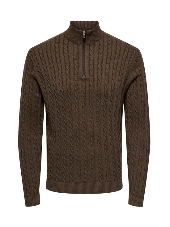 Only & Sons - OnsLoui Cabel Half Zip -neule - COFFEE BEAN DETAIL:MELANGE | Stockmann - photo 1