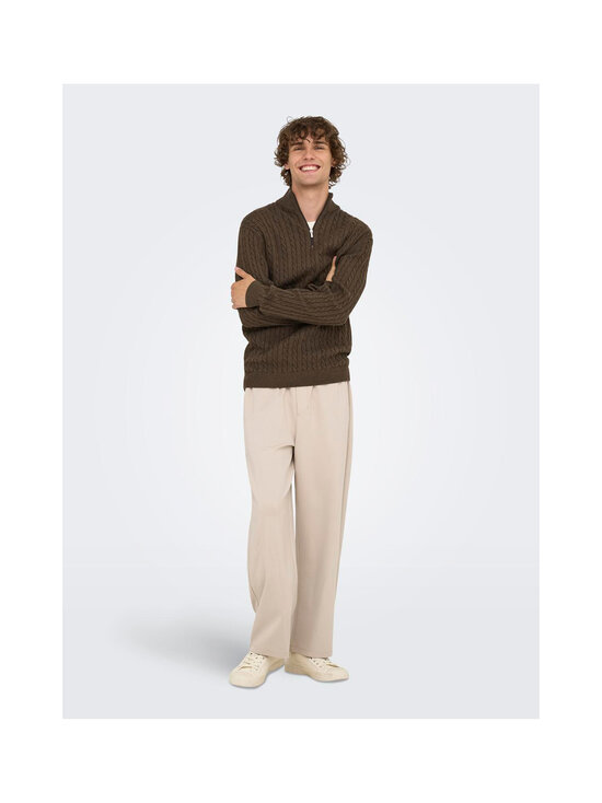 Only & Sons - OnsLoui Cabel Half Zip -neule - COFFEE BEAN DETAIL:MELANGE | Stockmann - photo 3