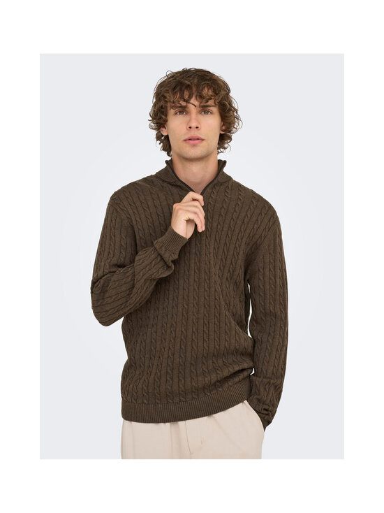 Only & Sons - OnsLoui Cabel Half Zip -neule - COFFEE BEAN DETAIL:MELANGE | Stockmann - photo 6