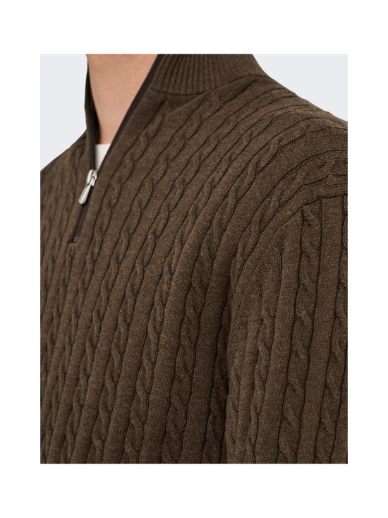 Only & Sons - OnsLoui Cabel Half Zip -neule - COFFEE BEAN DETAIL:MELANGE | Stockmann - photo 7