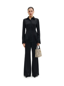 Malina - Marine Lace Hem -satiinihousut - 10007 BLACK | Stockmann