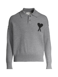 Ami Paris - Quota Contrasted Ami De Coeur -pikeeneule - A273 GRIS CENDRE CHINE/NOIR | Stockmann