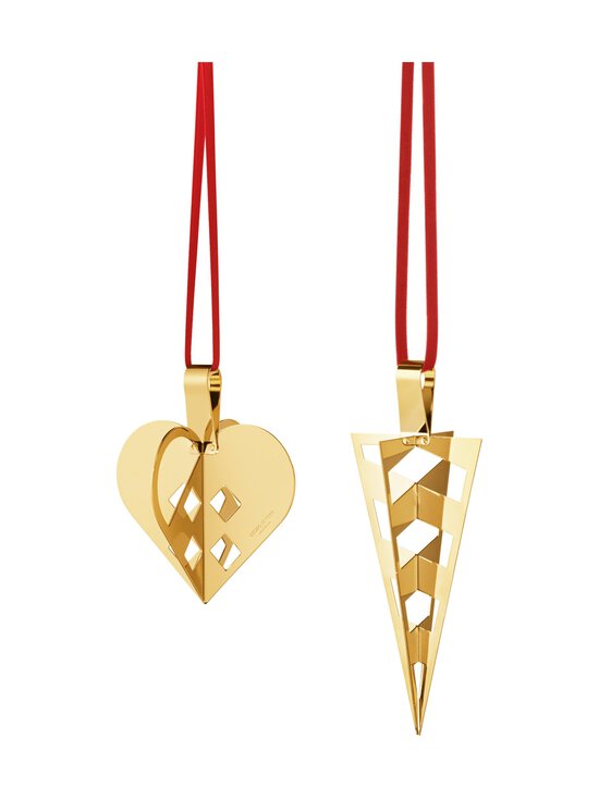 Heart & Cornet Holiday Ornament Set- joulukoriste 2 kpl