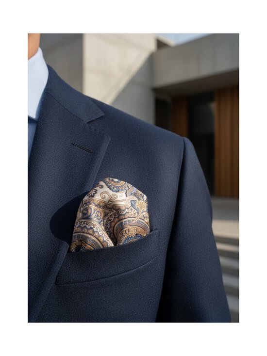Amanda Christensen - Siidtaskurätt Pocket Square Paisley Silk Oxford - 412 NAVY MELANGE | Stockmann - photo 3