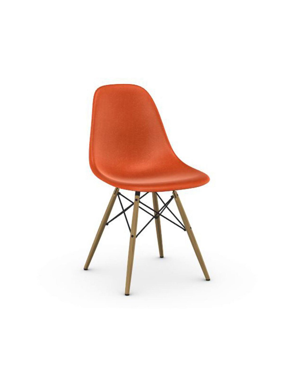Eames dsw fiberglass -tuoli red orange/vaalea vaahtera
