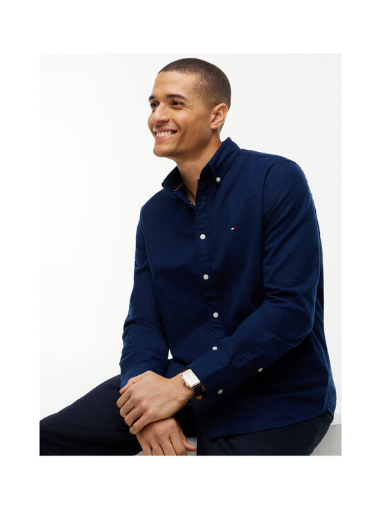 Tommy Hilfiger - Flex Flannel Solid Regular Fit -kauluspaita - DCC CARBON NAVY | Stockmann - photo 5