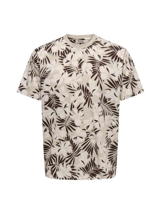 Only & Sons - OnsPerry Life t-paita - SILVER LINING AOP:EGRET + COFFEE BEAN | Stockmann - photo 1
