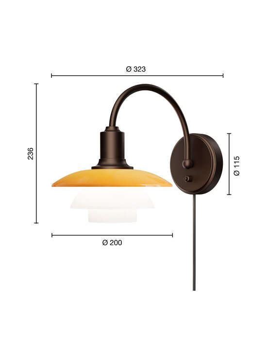 Louis Poulsen - PH 2/2 Centenary Edition -seinävalaisin - AMBER/OPAL WHITE | Stockmann - photo 3