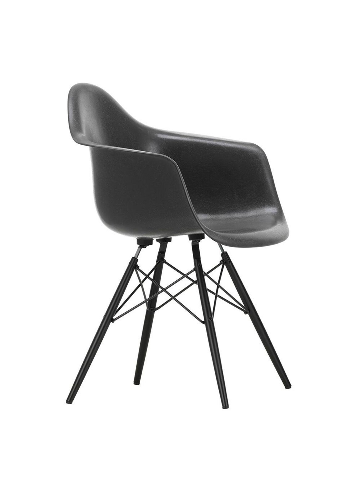 Eames daw fiberglass -tuoli elephant grey/musta vaahtera