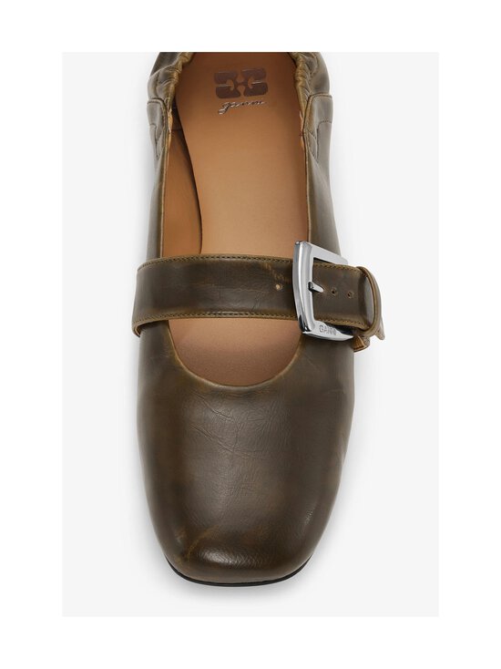 Ganni - Butterfly Strap Crinkle Oleatex -ballerinat - 826 DARK OLIVE - photo 4 Ganni - Butterfly Strap Crinkle Oleatex -ballerinat - 826 DARK OLIVE | Stockmann - photo 4