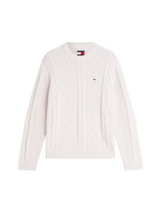 Tommy Jeans - TJM Regular Classic Flag adīts džemperis - YBH OFF WHITE | Stockmann