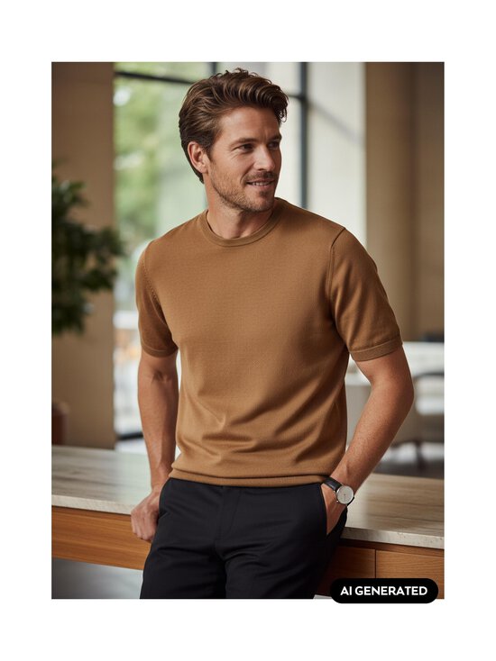 ESSENTIALS by Stockmann - Edward- lyhythihainen merinopaita - BROWN MEL., 36 (H6-19030) | Stockmann - photo 7