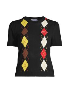 Ganni - Light Cotton Argyle -neule - 099 BLACK | Stockmann