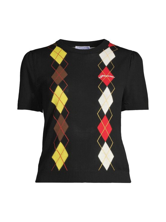 Ganni - Light Cotton Argyle -neule - 099 BLACK | Stockmann - photo 1