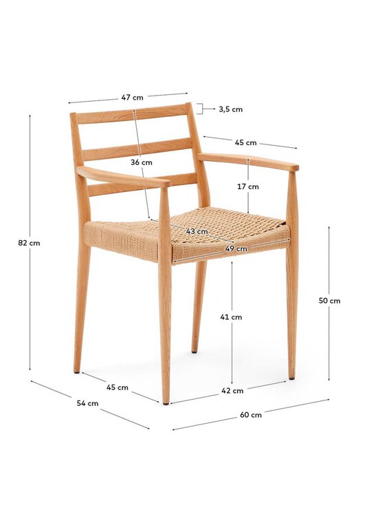 Kave Home - Analy-tuoli käsinojilla tammi/paperinaru - BROWN | Stockmann - photo 3