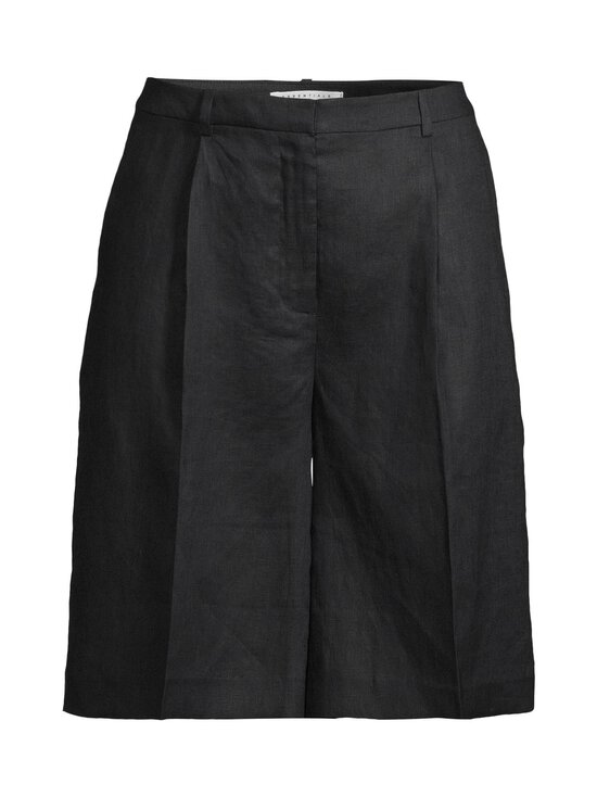 ESSENTIALS by Stockmann - Anne Bermuda -pellavashortsit - BLACK | Stockmann - photo 1