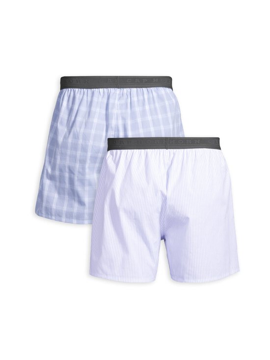 Cap Horn loungewear - Carl apakšbikses, 2-gab - WHITE-LT. BLUE CHECK/LT.BLUE WHITE STRIPE | Stockmann - photo 2